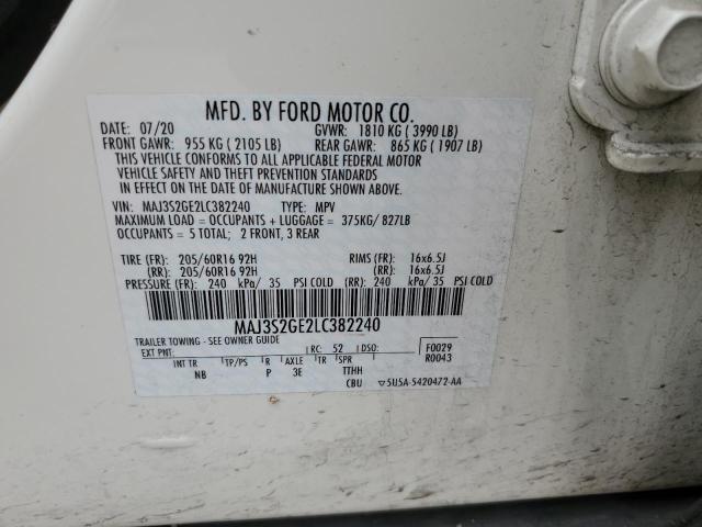 MAJ3S2GE2LC382240 - 2020 FORD ECOSPORT SE Blanc photo 13