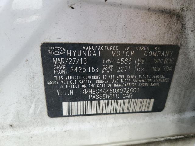 KMHEC4A48DA072601 - 2013 HYUNDAI SONATA HYBRID WHITE photo 13