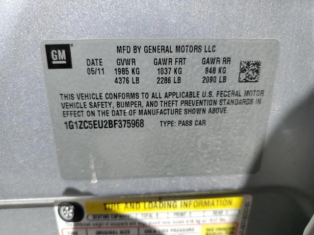 1G1ZC5EU2BF375968 - 2011 CHEVROLET MALIBU 1LT 银色 照片 13