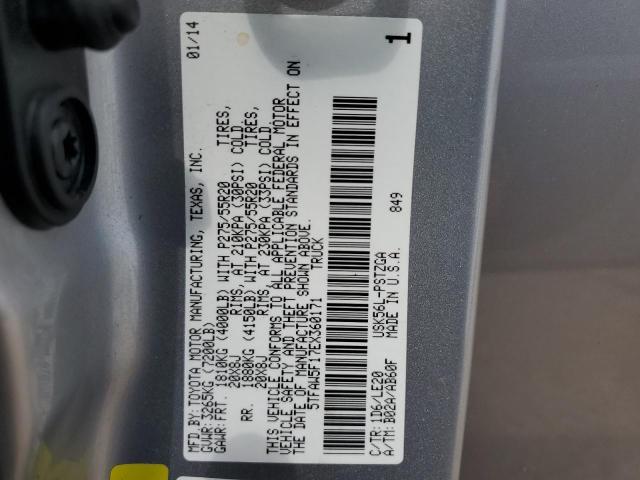 5TFAW5F17EX360171 - 2014 TOYOTA TUNDRA CREWMAX PLATINUM Silber Foto 12