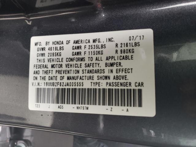 19UUB2F62JA005555 - 2018 ACURA TLX TECH+A Серый фото 12