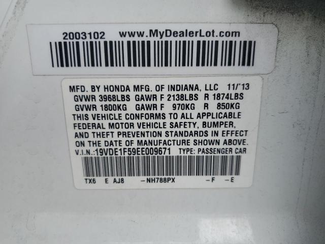 19VDE1F59EE009671 - 2014 ACURA ILX 20 PREMIUM WHITE photo 12