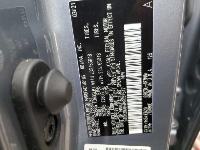 5TDHZRAH4MS057547 - 2021 TOYOTA HIGHLANDER XLE Turkuaz foto 12