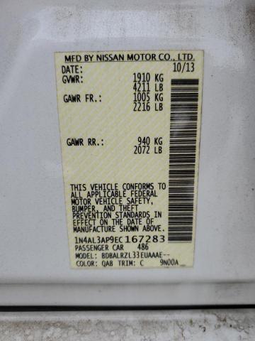 1N4AL3AP9EC167283 - 2014 NISSAN ALTIMA 2.5 WHITE photo 12