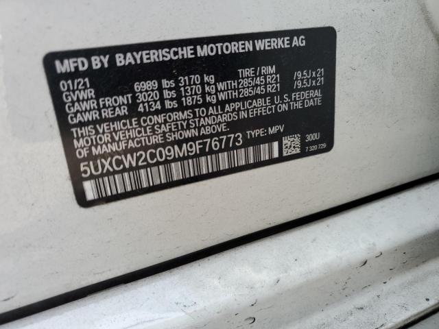 5UXCW2C09M9F76773 - 2021 BMW X7 XDRIVE40I WHITE photo 13