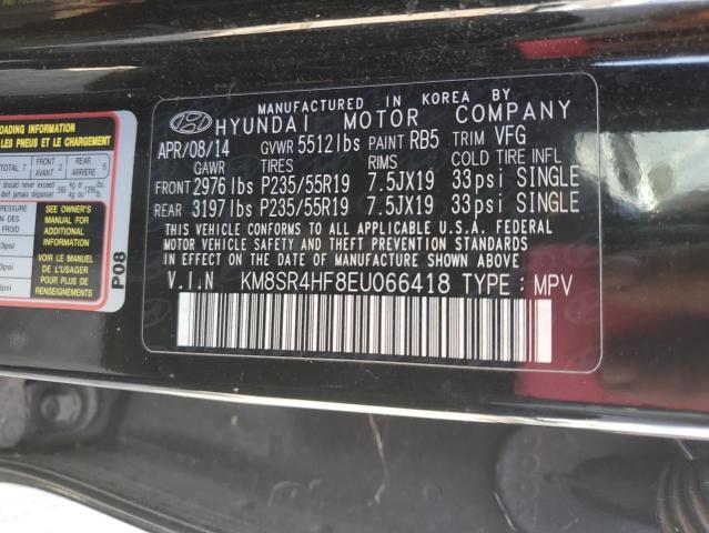 KM8SR4HF8EU066418 - 2014 HYUNDAI SANTA FE GLS BLACK photo 13