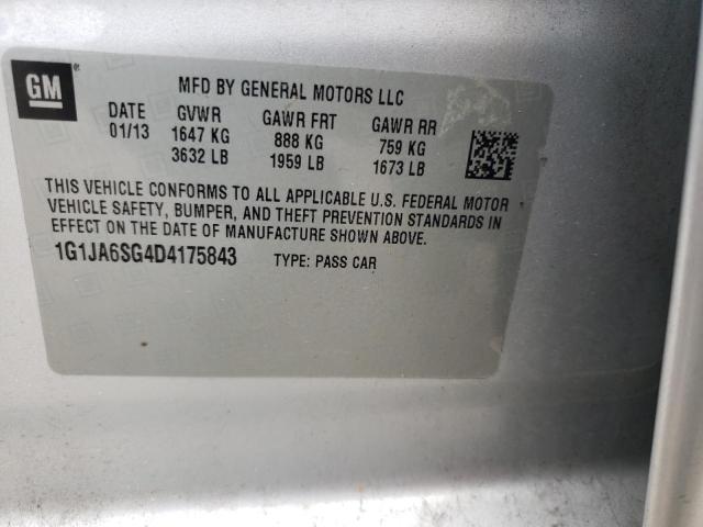 1G1JA6SG4D4175843 - 2013 CHEVROLET SONIC LS SILVER photo 12
