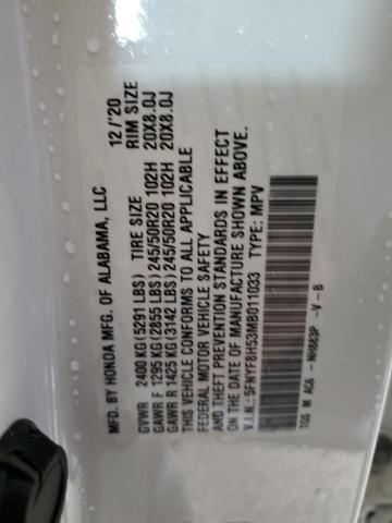 5FNYF8H53MB011033 - 2021 HONDA PASSPORT EXL თეთრი ფოტო 14