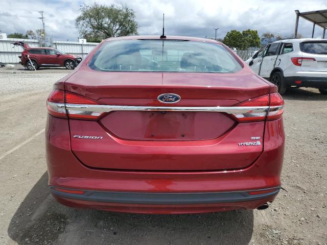 3FA6P0LU1JR235597 - 2018 FORD FUSION SE HYBRID RED photo 6