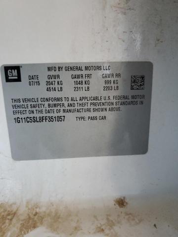 1G11C5SL8FF351057 - 2015 CHEVROLET MALIBU 1LT WHITE photo 12