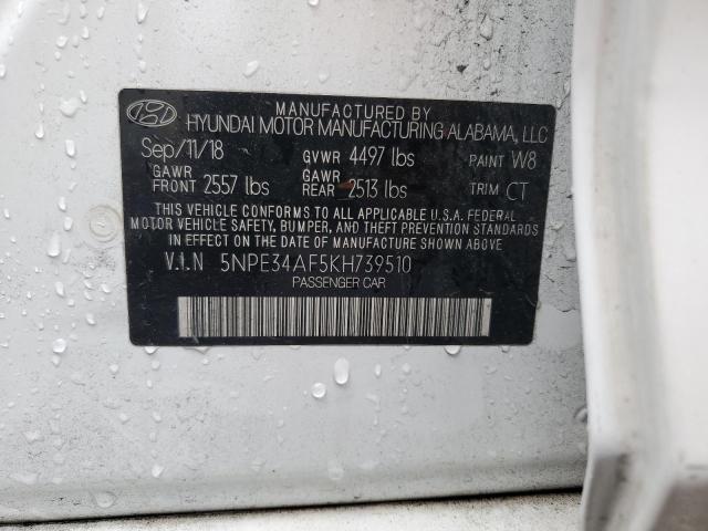 5NPE34AF5KH739510 - 2019 HYUNDAI SONATA LIMITED WHITE photo 12