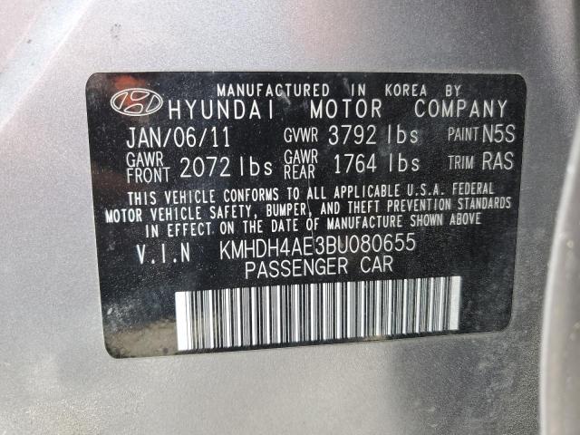 KMHDH4AE3BU080655 - 2011 HYUNDAI ELANTRA GLS BLACK photo 13