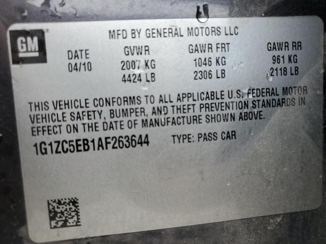 1G1ZC5EB1AF263644 - 2010 CHEVROLET MALIBU 1LT GRAY photo 12