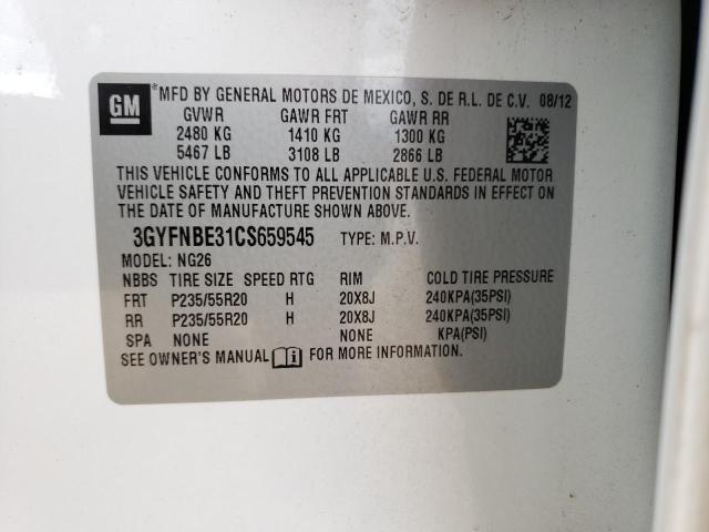 3GYFNBE31CS659545 - 2012 CADILLAC SRX PERFORMANCE COLLECTION Biały zdjęcie 13