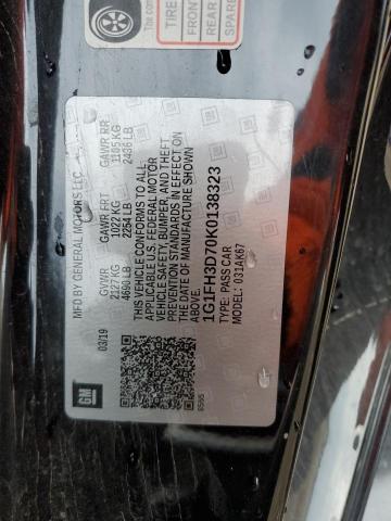 1G1FH3D70K0138323 - 2019 CHEVROLET CAMARO SS BLACK photo 12