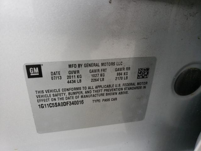 1G11C5SA0DF340016 - 2013 CHEVROLET MALIBU 1LT SILVER photo 12