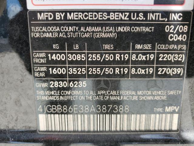 4JGBB86E38A387388 - 2008 MERCEDES-BENZ ML 350 BLACK photo 13