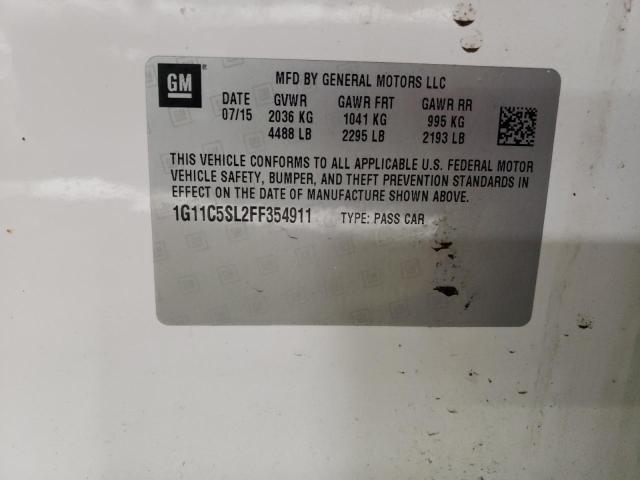 1G11C5SL2FF354911 - 2015 CHEVROLET MALIBU 1LT WHITE photo 12