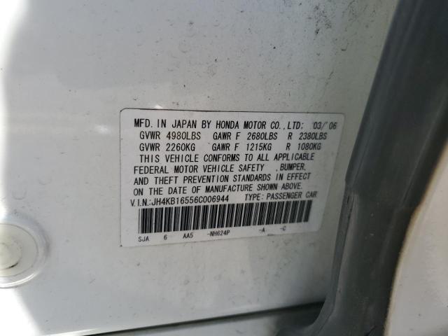 JH4KB16556C006944 - 2006 ACURA RL WHITE photo 13