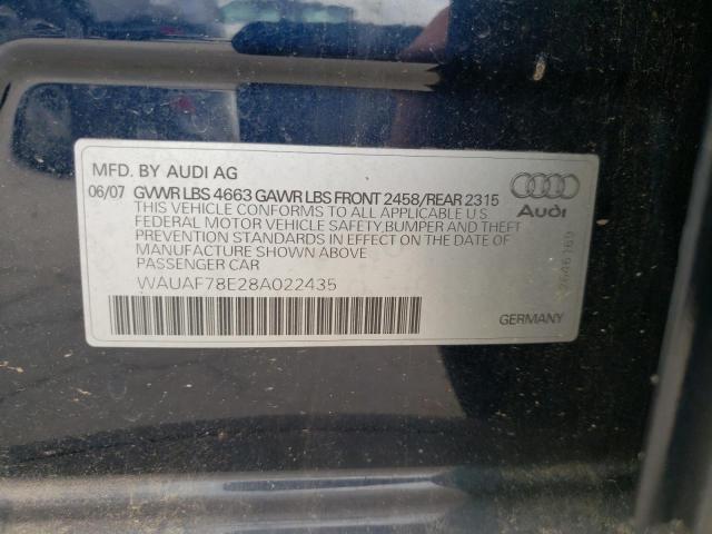WAUAF78E28A022435 - 2008 AUDI A4 2.0T GRAY photo 13