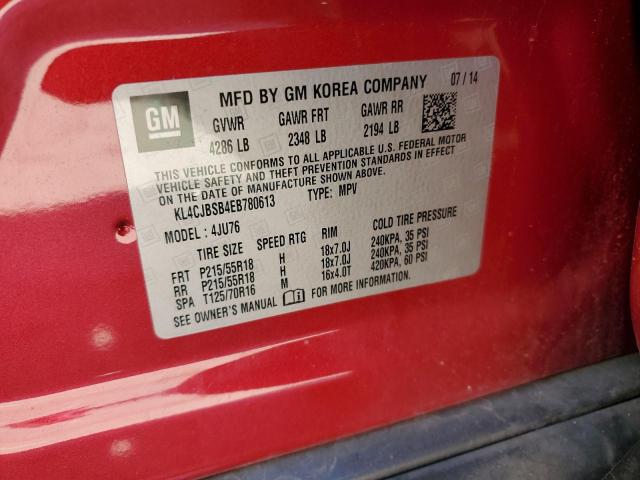 KL4CJBSB4EB780613 - 2014 BUICK ENCORE CONVENIENCE 红色 照片 12