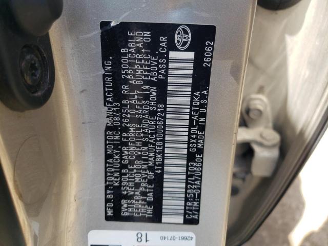 4T1BK1EB1DU067218 - 2013 TOYOTA AVALON BASE 银色 照片 12