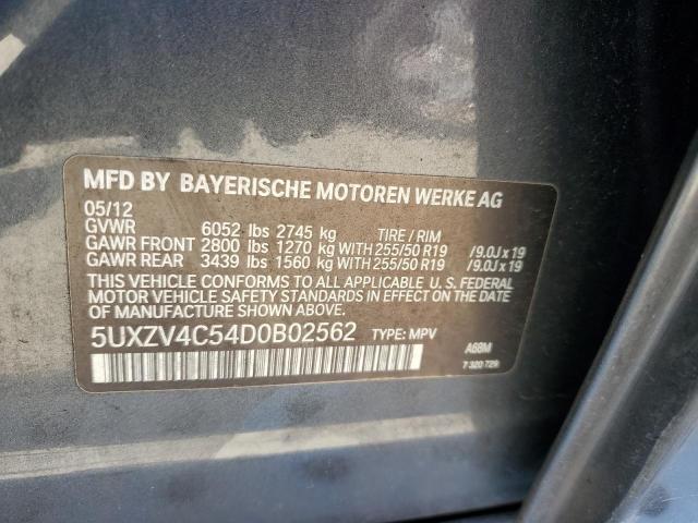 5UXZV4C54D0B02562 - 2013 BMW X5 XDRIVE35I GRAY photo 12