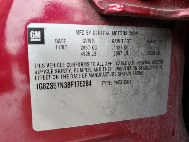 1G8ZS57N38F176284 - 2008 SATURN AURA XE RED photo 12