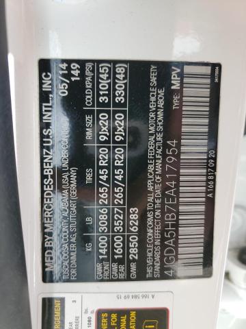 4JGDA5HB7EA417954 - 2014 MERCEDES-BENZ ML 350 4MATIC WHITE photo 13