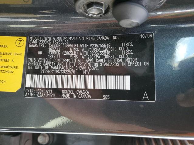 2T2GK31U87C022576 - 2007 LEXUS RX 350 CHARCOAL photo 13