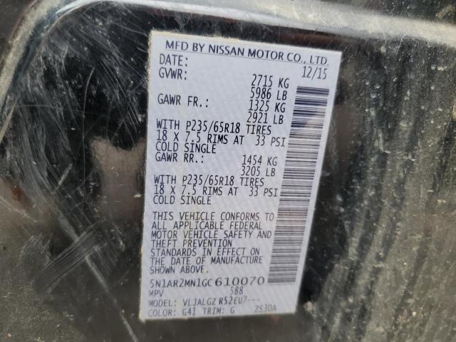 5N1AR2MN1GC610070 - 2016 NISSAN PATHFINDER S BLACK photo 14