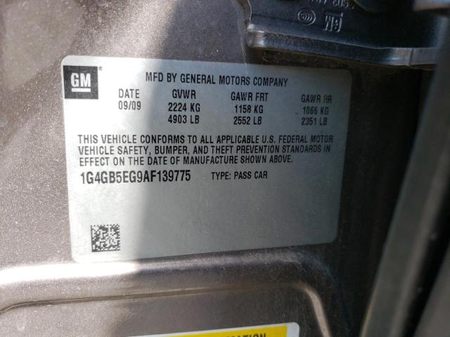 1G4GB5EG9AF139775 - 2010 BUICK LACROSSE CX CHARCOAL photo 12