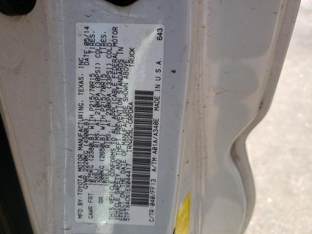 5TFTX4CN1EX044417 - 2014 TOYOTA TACOMA ACCESS CAB თეთრი ფოტო 13