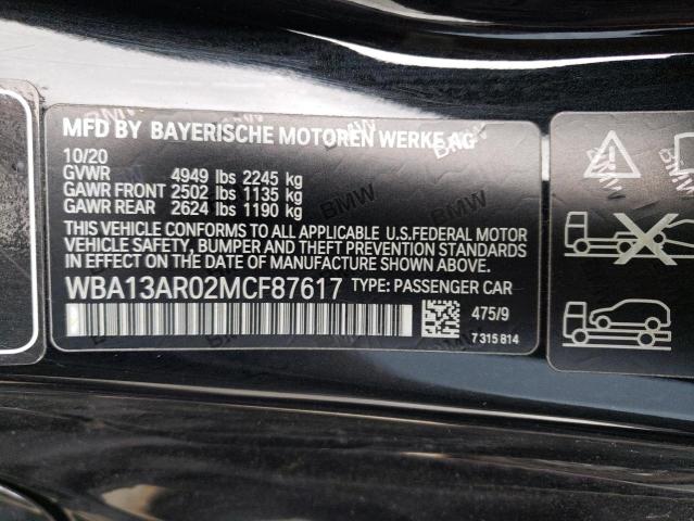 WBA13AR02MCF87617 - 2021 BMW M440XI BLACK photo 12