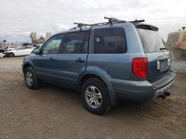 5FNYF18505B049473 - 2005 HONDA PILOT EXL BLUE photo 2