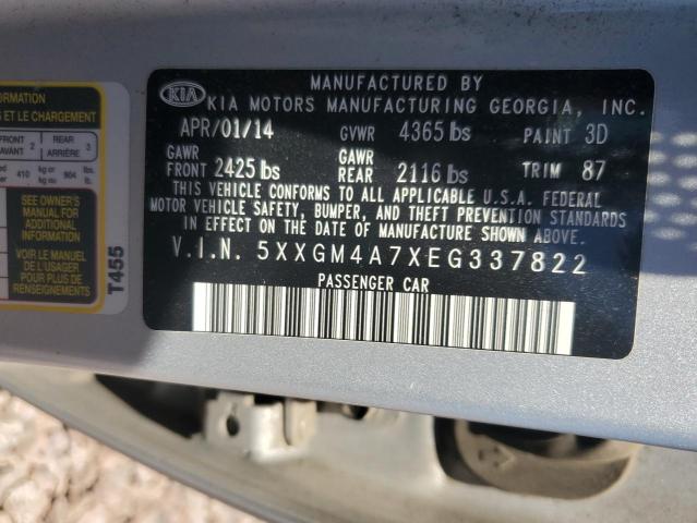 5XXGM4A7XEG337822 - 2014 KIA OPTIMA LX SILVER photo 12