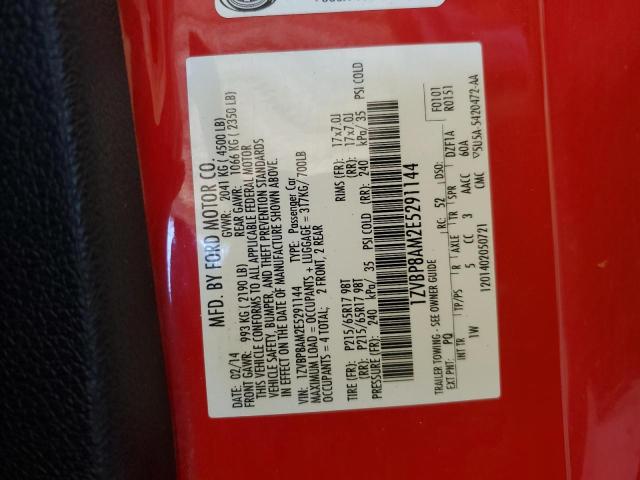 1ZVBP8AM2E5291144 - 2014 FORD MUSTANG RED photo 12