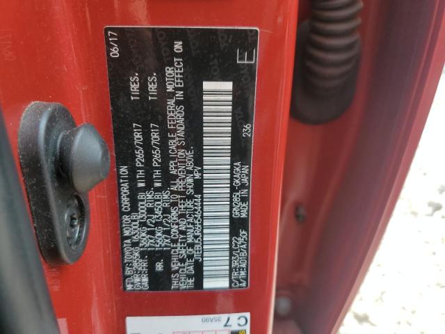 JTEBU5JR6H5464444 - 2017 TOYOTA 4RUNNER SR5/SR5 PREMIUM 红色 照片 12