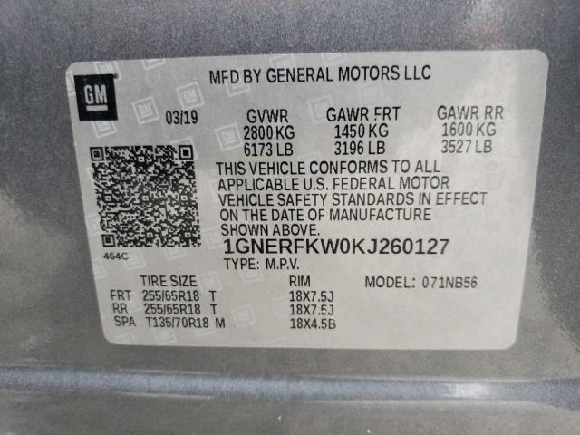 1GNERFKW0KJ260127 - 2019 CHEVROLET TRAVERSE LS GRAY photo 13