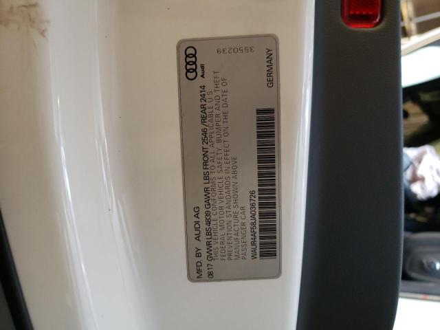 WAUR4AF58JA036726 - 2018 AUDI S5 PRESTIGE 白色 照片 12