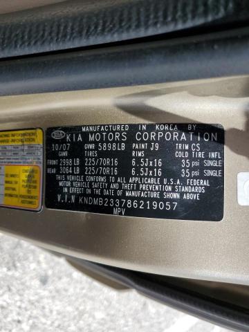 KNDMB233786219057 - 2008 KIA SEDONA EX GOLD photo 13