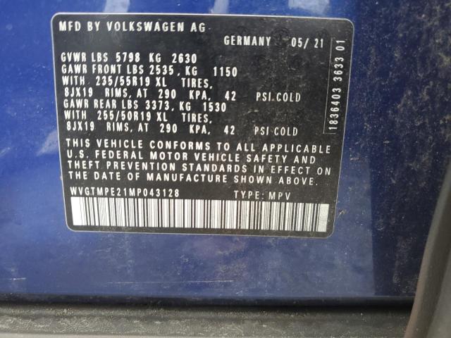 WVGTMPE21MP043128 - 2021 VOLKSWAGEN ID.4 PRO S ლურჯი ფოტო 13
