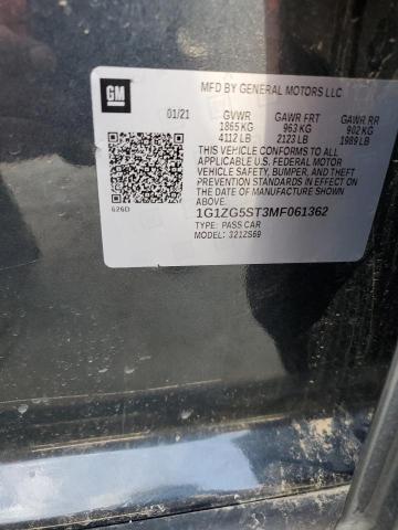 1G1ZG5ST3MF061362 - 2021 CHEVROLET MALIBU RS GRAY photo 12