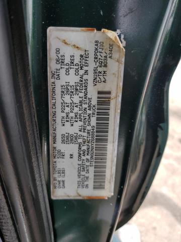 5TESN92NXYZ688849 - 2000 TOYOTA TACOMA XTRACAB PRERUNNER 绿色 照片 12