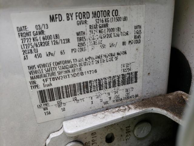 1FT8W3BT3DEB11726 - 2013 FORD F350 SUPER DUTY WHITE photo 13