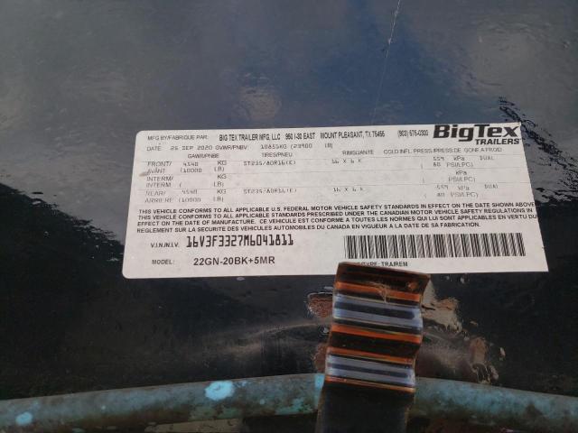 16V3F3327M6041811 - 2021 UTILITY TRAILER BLACK photo 10