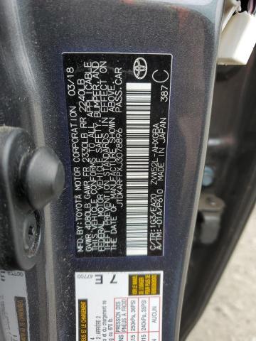 JTDKARFPXJ3078896 - 2018 TOYOTA PRIUS PRIM 灰色 照片 12