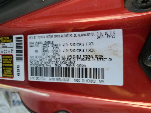 3TYSX5EN0PT017446 - 2023 TOYOTA TACOMA ACCESS CAB RED photo 12