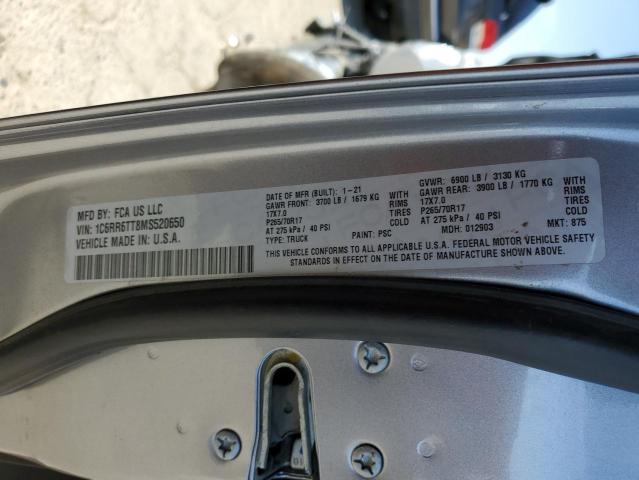 1C6RR6TT8MS520650 - 2021 RAM 1500 CLASS SLT ნაცრისფერი ფოტო 13