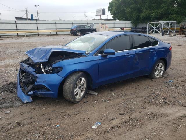 3FA6P0HDXJR277033 - 2018 FORD FUSION SE BLUE photo 1